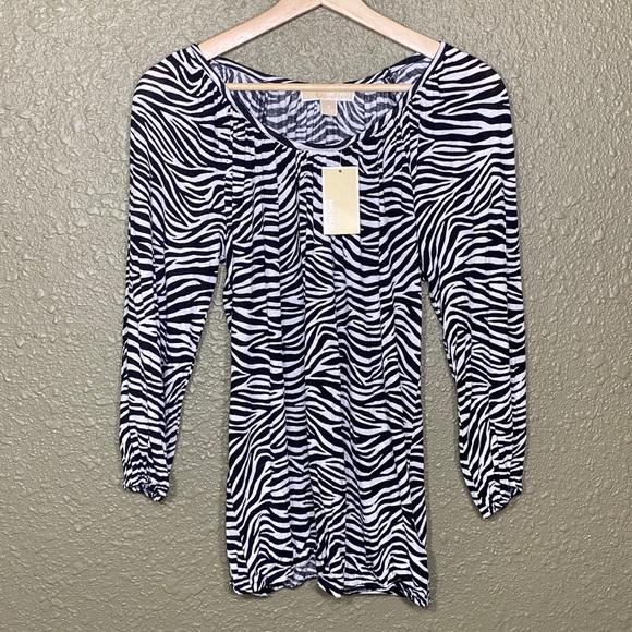 NWT MICHAEL KORS Zebra Print Blouse - Picture 3 of 11